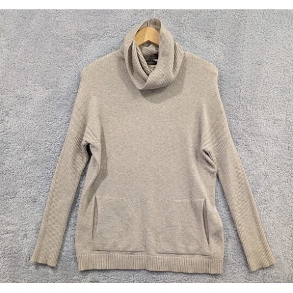 Cyrus Beige Oatmeal Long Sleeve Cowl Neck Sweater Ribbed Knit Women's Small
